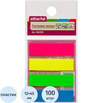 Липкий блок (закладки) 45*12 Attache 692950 4цв./25л. неон
