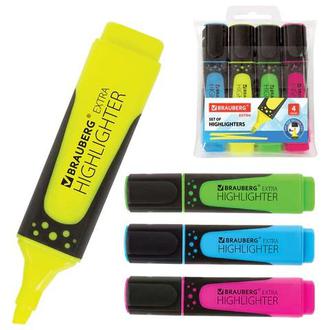 Текстовыделитель набор 4цв. "Brauberg" 1-5мм 151746