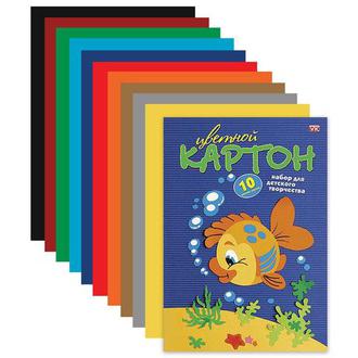 Набор цв. картона А4 10л. 10цв. Хатбер 10Кц4