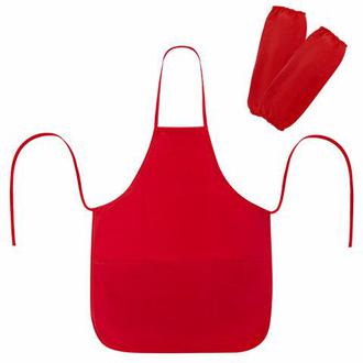 Фартук для труда с нарукавниками красный 270919