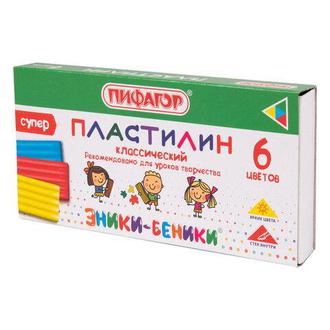 Пластилин  6цв. Пифагор 106428 120гр.