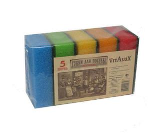 Губка д/посуды VitAlux (5шт.) МАКСИ