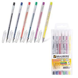 Набор гелевых ручек  6цв. "Brauberg" 141037