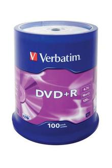 Диск DVD+R Verbatim 4,7Gb 16х 100шт./уп. Cake Box