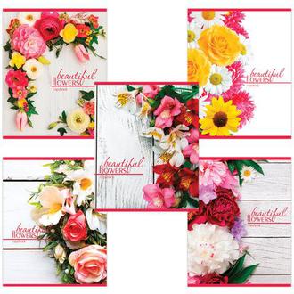 Тетрадь  48л. Brauberg А5 клетка Цветы на белом 403036