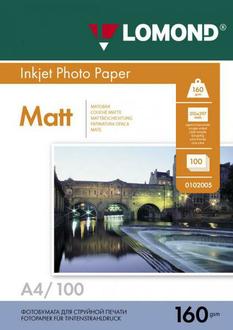 Бумага для фото стр. принтер LOMOND 160г 100л. одност. матов. формат А4