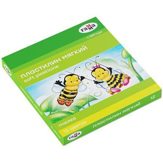 Пластилин 12цв. Гамма 280032 Пчелка (восковой) со стеком карт/уп