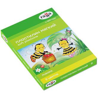 Пластилин  8цв. Гамма 280038 Пчелка 140гр. флюор. карт/уп