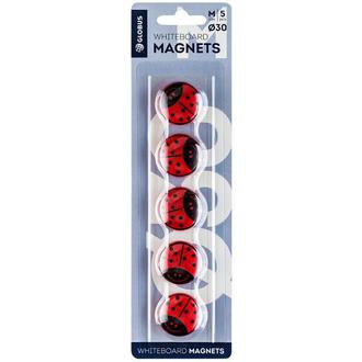 Магниты набор  5шт Глобус МЦ30БК 30мм Божья коровка