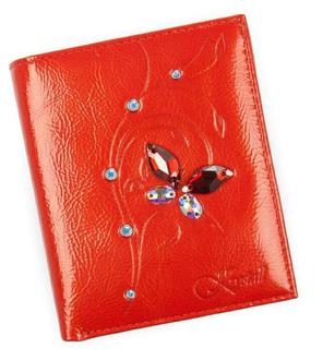 Портмоне женск. 0-525СВ кожа цвет красный стразы от Сваровски