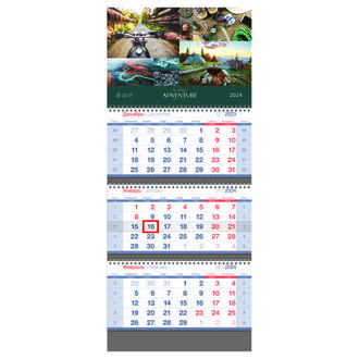 Календарь квартальн. 2024г. 3-х блочный бегунок Спейс Adventure 352338