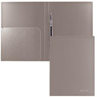 Папка скоросшив. + карман "Brauberg" 0,6мм 221353 серебро