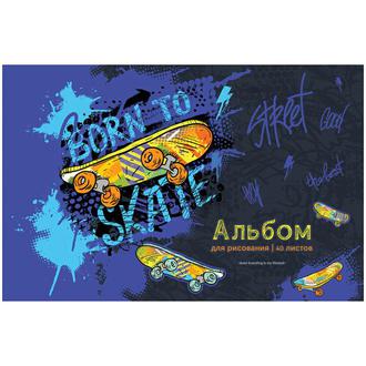Альбом для рисования 40л. Спейс 36040 Рисунки. Скейт.