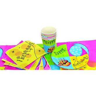 Набор для праздника Action 6шт. С днем рождения API 0092 (скатерть, тарелки, чашки, салфетки)