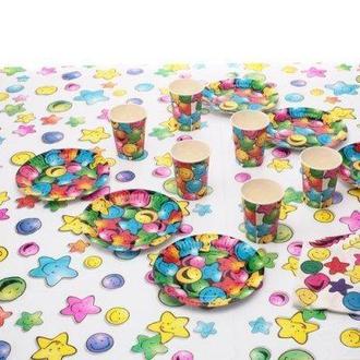 Набор для праздника Action 6шт. Смайлик API 0090 (скатерть, тарелки, чашки, салфетки)