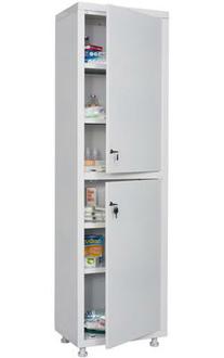 Шкаф металл. М1 165.57.32 М медицинский 1655*570*320 4полки 26кг 2 дверцы металл.