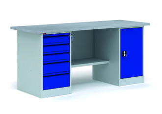 Верстак ВП-4Т/1.9Т 1900*860*685 ТумбаТ2Т, ТумбаТ1, Столешница, стенка задняя, полка верст.