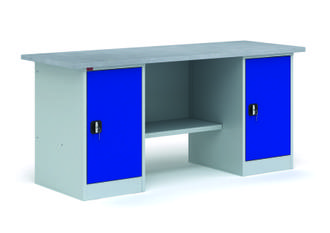 Верстак ВП-5/1.6 685*1600*860 Столешница, стенка задняя, 2 тумбыТ1, полка верстачная