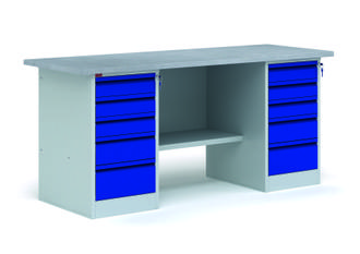 Верстак ВП-6Т/1.6Т 685*1600*860 2 ТумбыТ2Т, Столешница, стенка задняя, полка верстачная