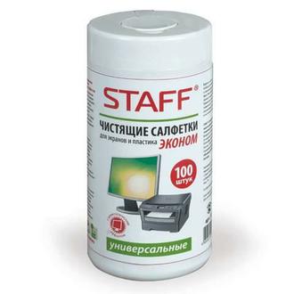 Салфетки влажные чистящие "Staff" (100шт) в тубе универсальные 511518