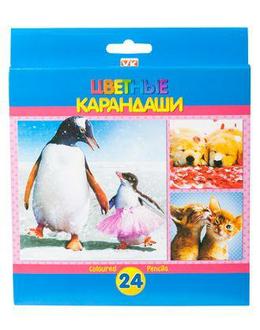 Карандаши "Хатбер" 24цв. Забавные зверята BKс 24054 заточ. карт. уп