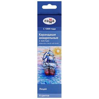 Карандаши "Гамма"  6цв. 221118_01 карт/уп акварельные с кистью
