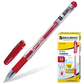 Ручка гелевая "Brauberg" 0,5мм Geller 141181 красный игольчат. стержень