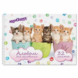 Альбом для рисования 32л. гребень Котики 105077