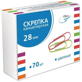 Скрепки 28мм Спейс цветн. 2258 70шт./уп.