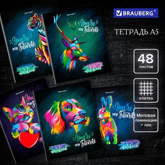 Тетрадь  48л. Brauberg А5 клетка Animals Pop Art 404374