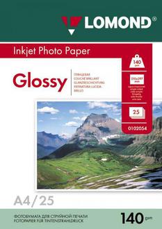 Бумага для фото стр. принтер LOMOND 140г 25л. одност. глянц. формат А4