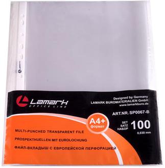 Карман с перфорацией А4 "Lamark" 100шт/уп 30мкм 0067