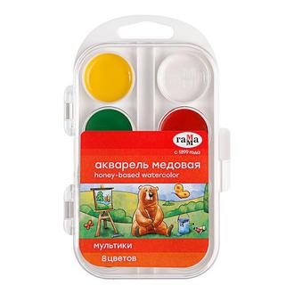 Краски акв.  8цв. "Гамма" Мультики 211046_8 пл/уп медовые